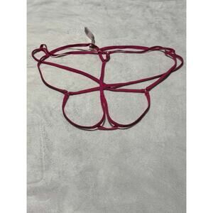 Victoria’s Secret Red Strappy Caged V-String Thong Panty - Sexy High-Leg Size L